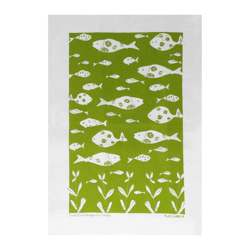 TEA TOWEL - BOT GREEN FISH