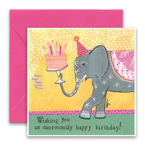 CARD - BIRTHDAY - ELEPHANT & CAKE