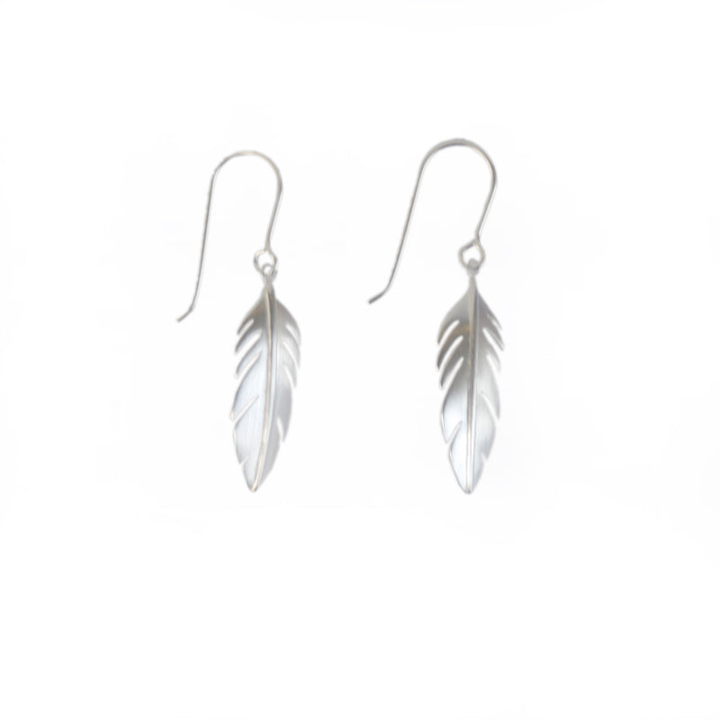 EARRINGS - TASHI BRUSHED STERLING SILVER - FEATHERS