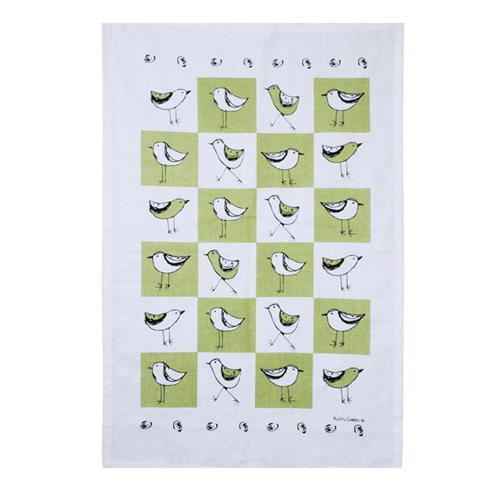 TEA TOWEL - BIRD GREEN