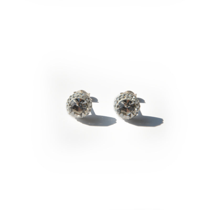 EARRINGS - STERLING SILVER ROUND CUBIC ZIRCONIA